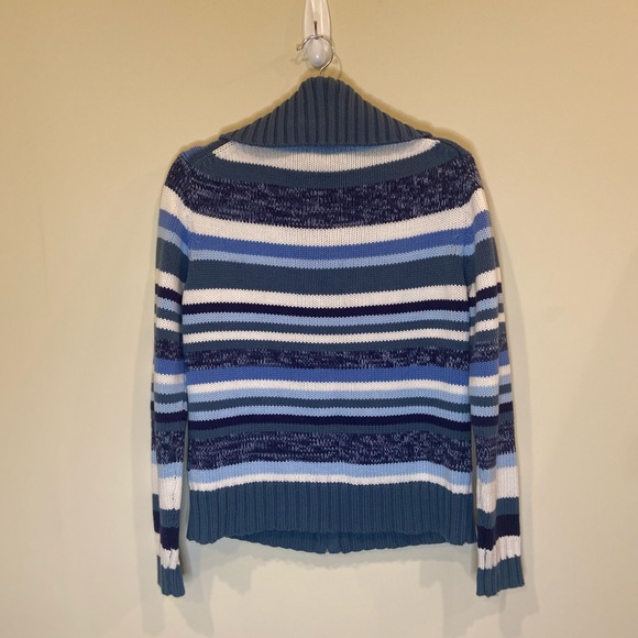 Ciera& Co Zip Up Blue Striped Cardigan. - Picture 2 of 9